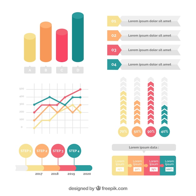 Colored set of great infographic elements