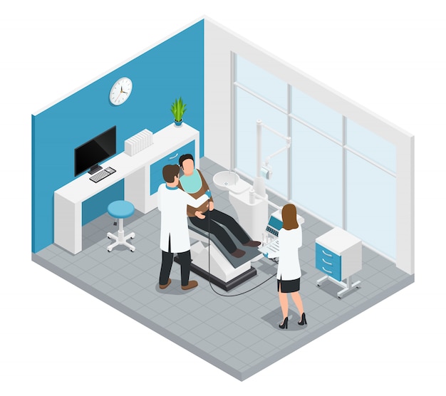 Colored stomatology dentistry isometric composition