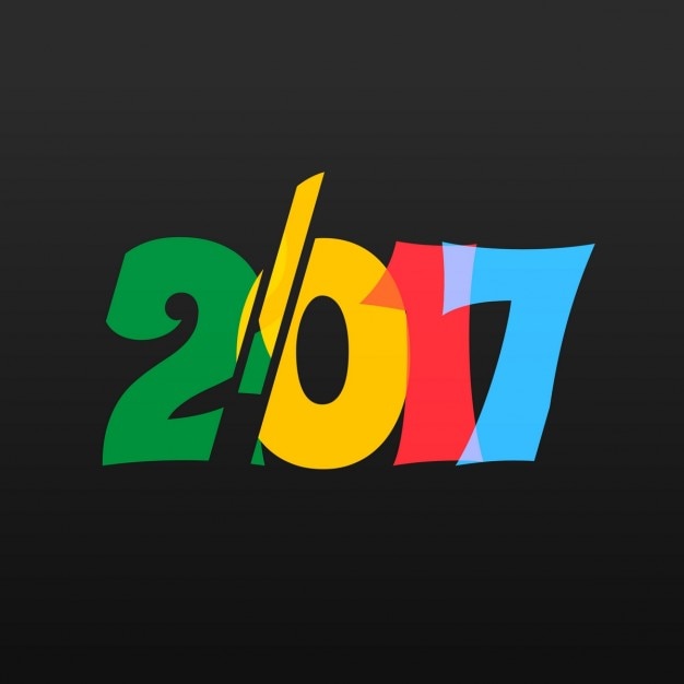 Free Vector colorful 2017 on black background