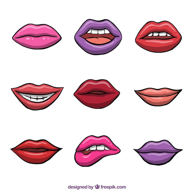 Free Vector colorful 2d lips collection