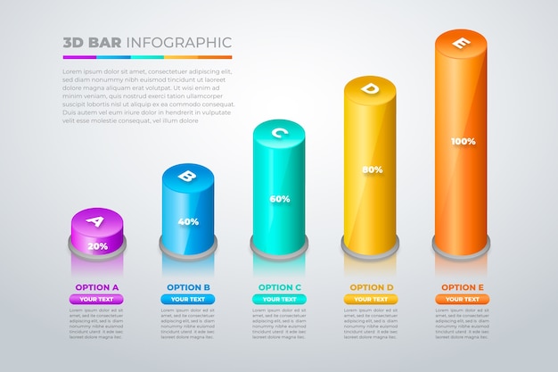 Colorful 3d bars infographic