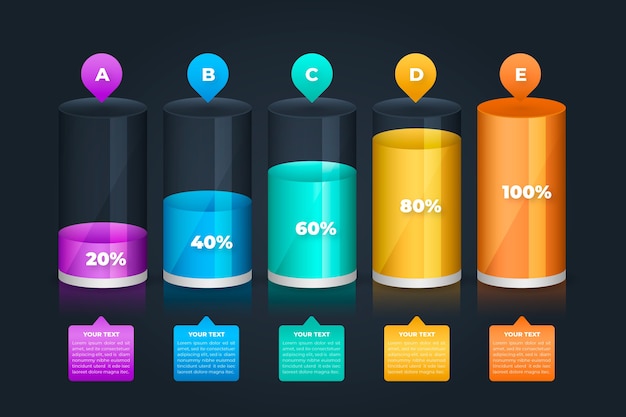 Free Vector colorful 3d bars infographic