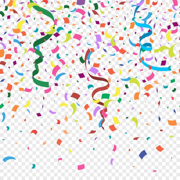 Free Vector colorful abstract background with falling confetti pieces isolated on transparent background vector