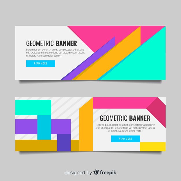 Colorful abstract banners with geometric design