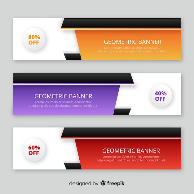 Free vector colorful abstract banners with geometric design