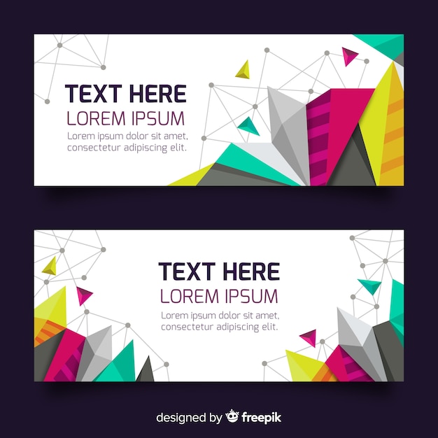 Colorful abstract banners with geometric shapes