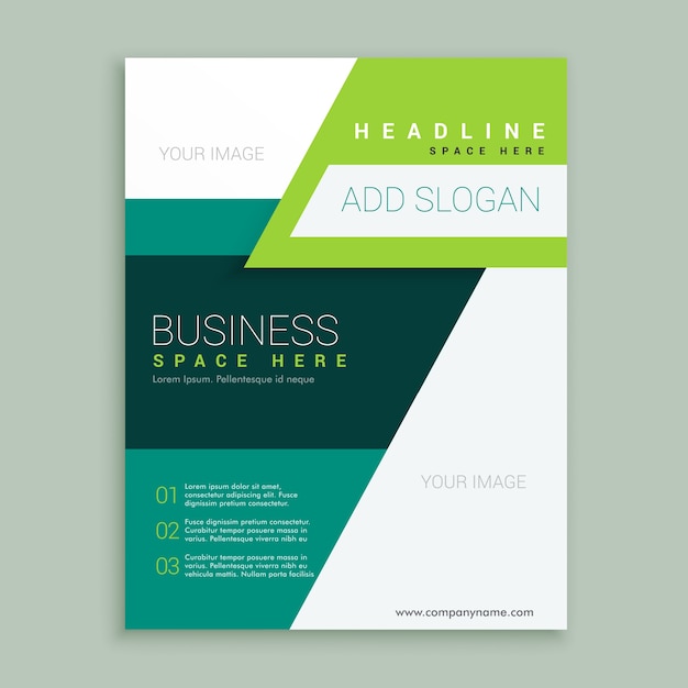 Colorful abstract brochure with green geometric shapes