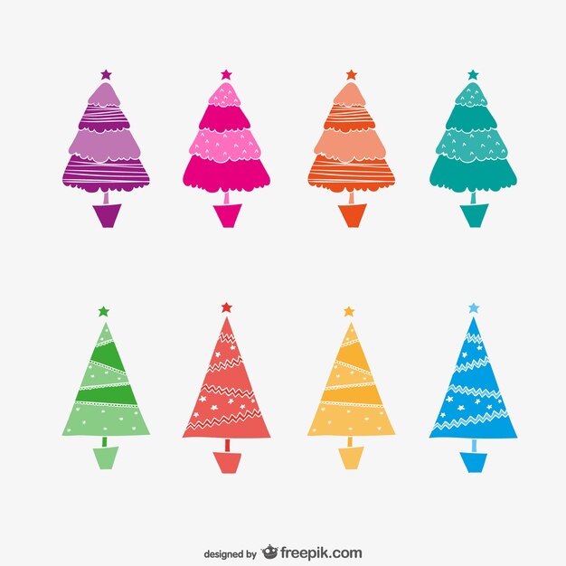 Colorful abstract Christmas trees