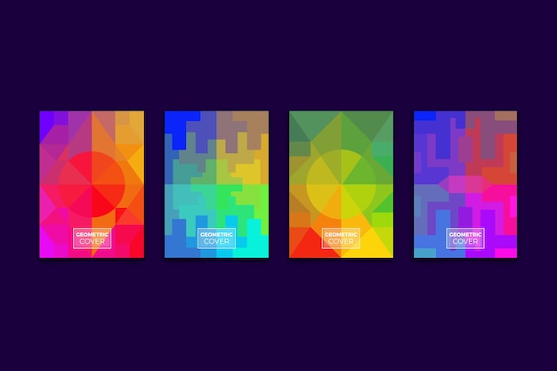 Free Vector colorful abstract geometric cover collection