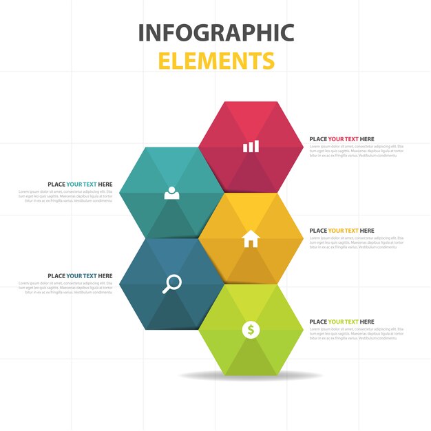 Colorful abstract hexagon business infographic template