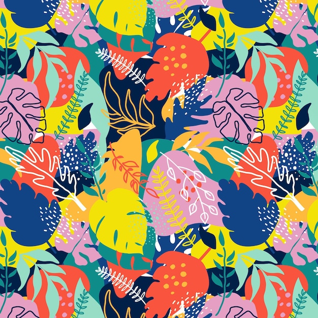 Colorful abstract leaves pattern