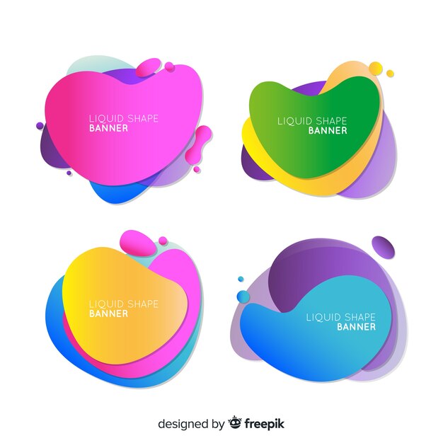 Colorful abstract liquid shape banner set