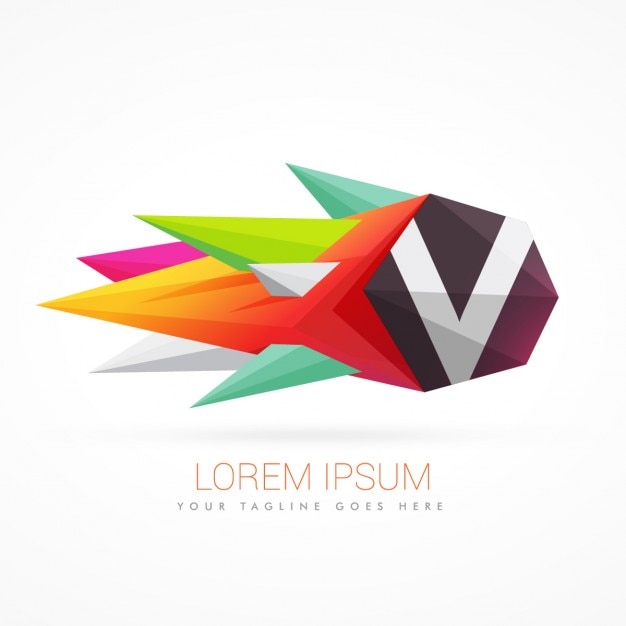 Free Vector colorful abstract logo with letter v