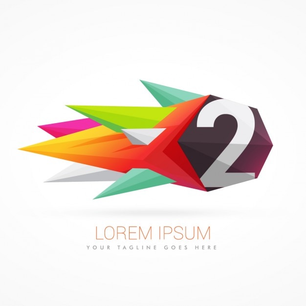 Free Vector colorful abstract logo with number 2