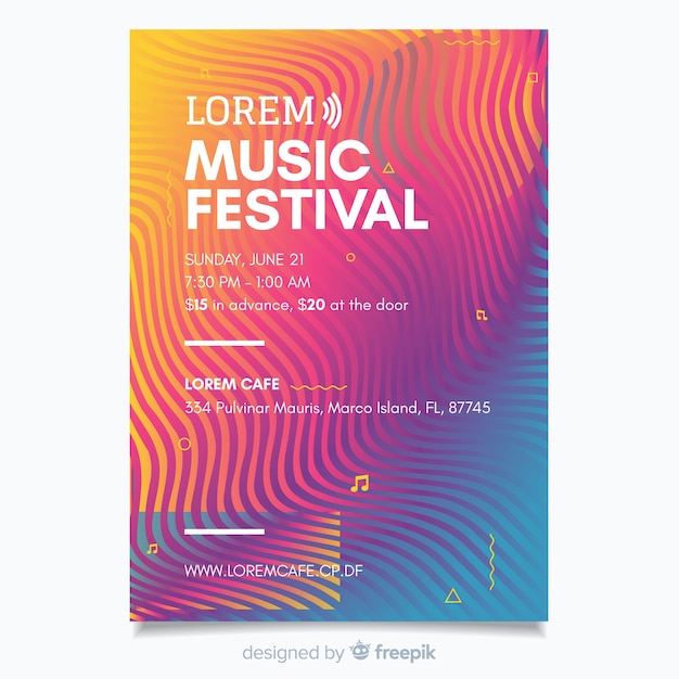 Colorful abstract music festival poster template