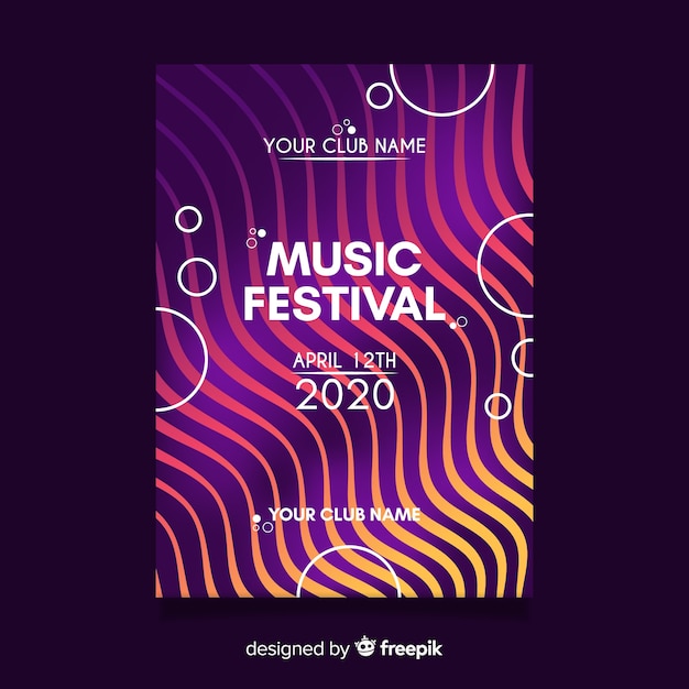 Colorful abstract music festival poster template