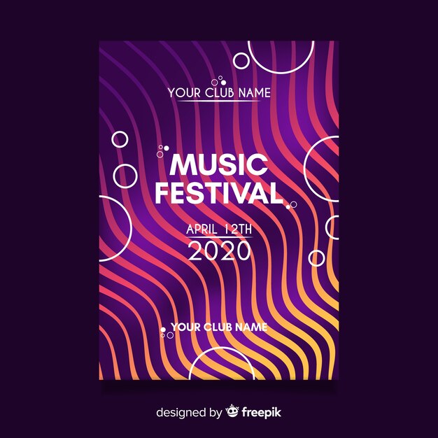 Colorful abstract music festival poster template