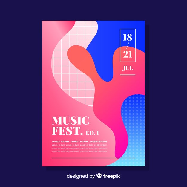 Colorful abstract music festival poster template