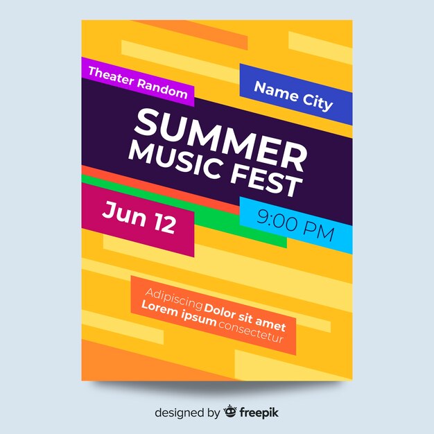 Colorful abstract music festival poster template