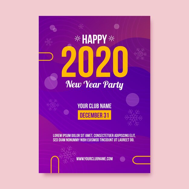 Colorful abstract new year 2020 party flyer template