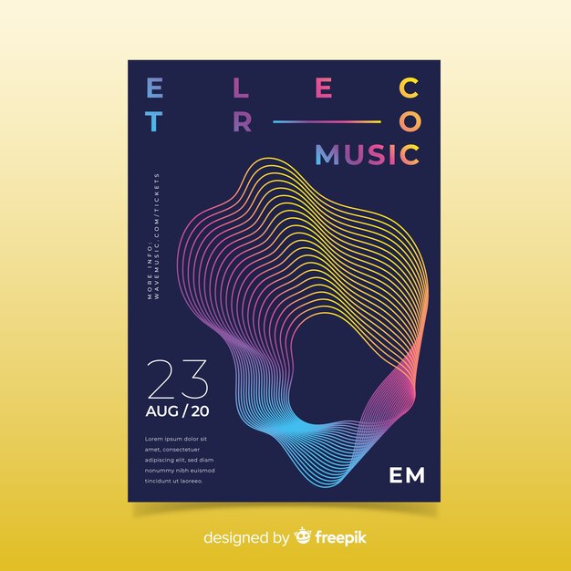 Colorful abstract waves music poster template