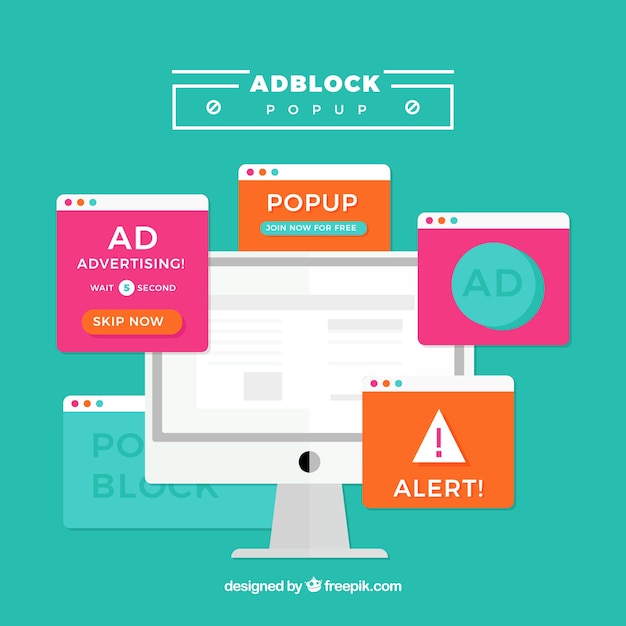 Colorful ad block concept with flat design