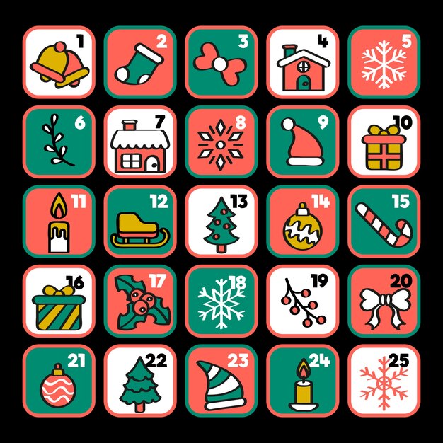 Colorful advent calendar in flat design