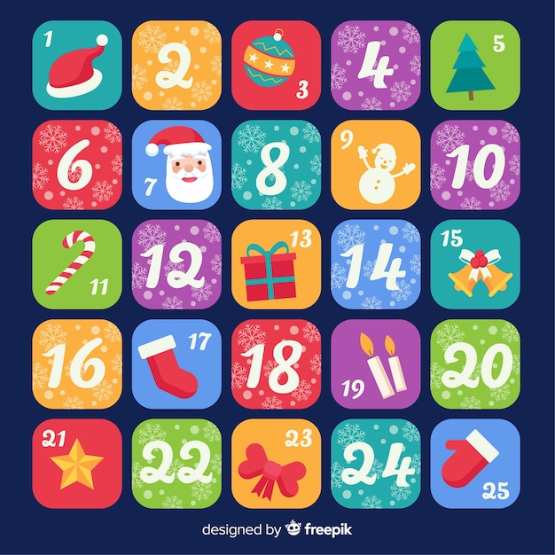 Free vector colorful advent calendar