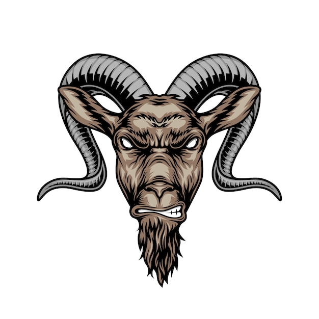 Free Vector colorful angry horned goat head