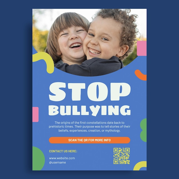 Colorful anti bullying poster template