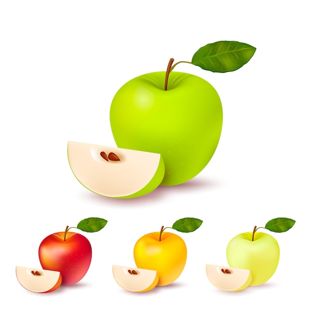 Colorful Apples Isolated Set