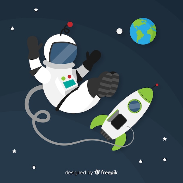 Free Vector colorful astronaut composition with flat design