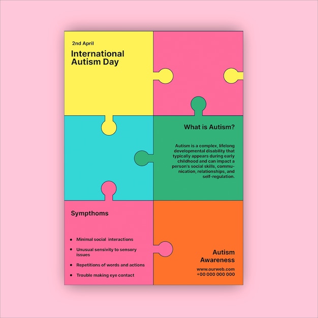 Colorful autism day flyer