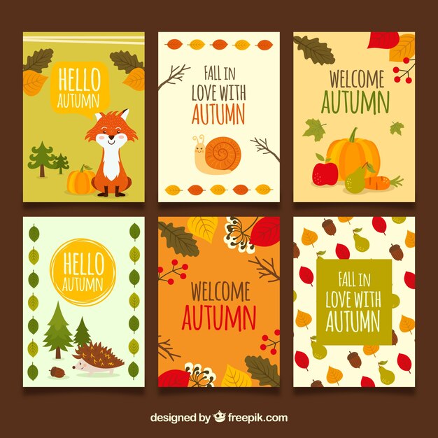 Colorful autumn cards collection