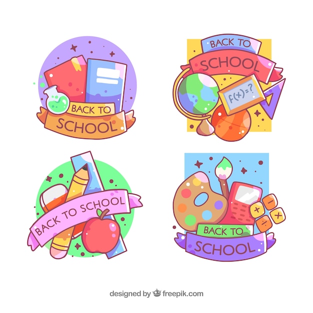 Free Vector colorful back to school badge collection