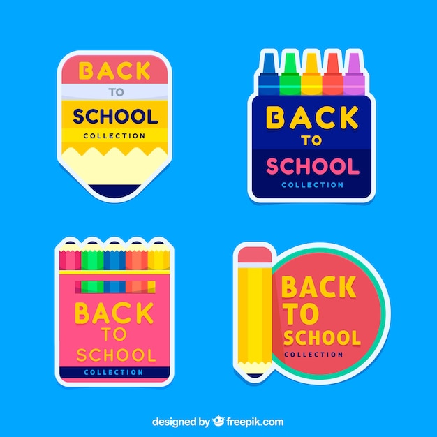 Free Vector colorful back to school label collection