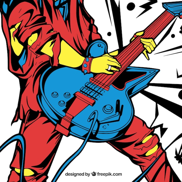 Free vector colorful background of heavy guitar player