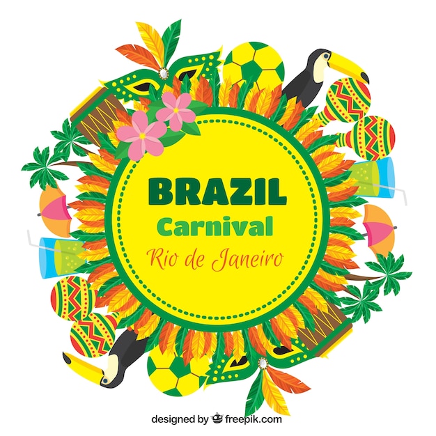 Colorful background with brazilian carnival elements