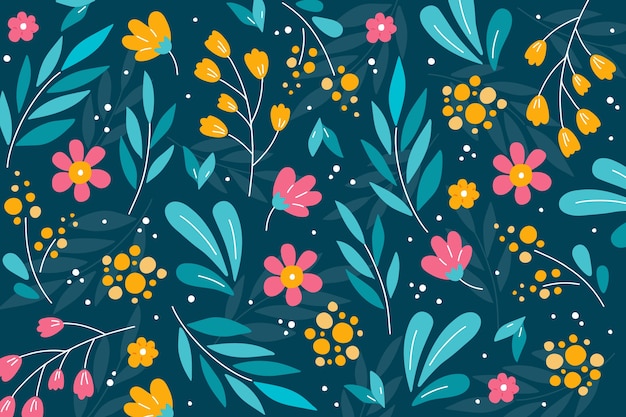 Free vector colorful background with ditsy florals