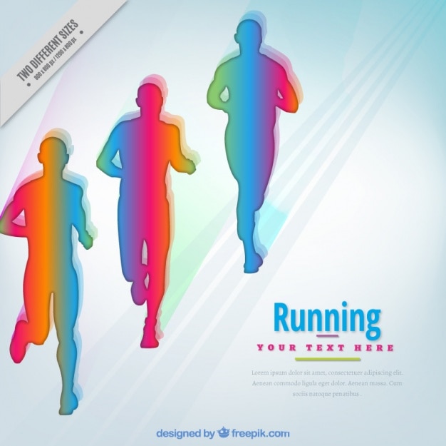 Free Vector colorful background with silhouettes running