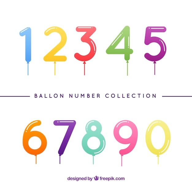 Colorful balloon number collection