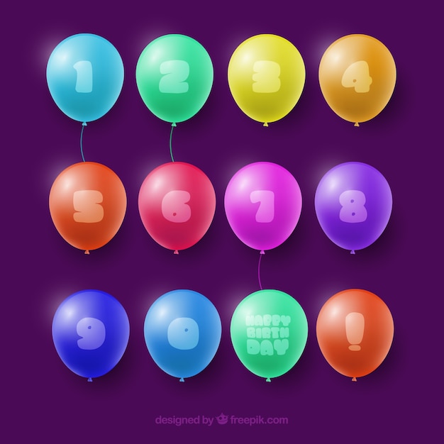 Free Vector colorful balloon number collection