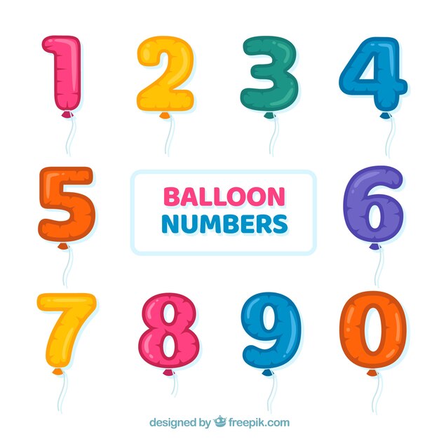 Colorful balloon number collection