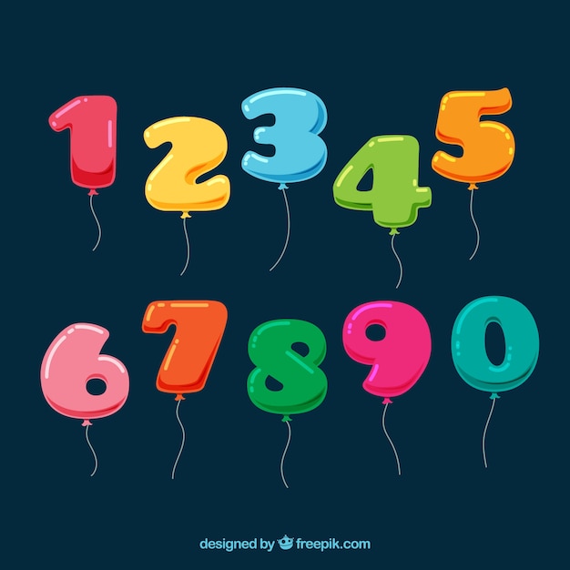 Free vector colorful balloon number collection