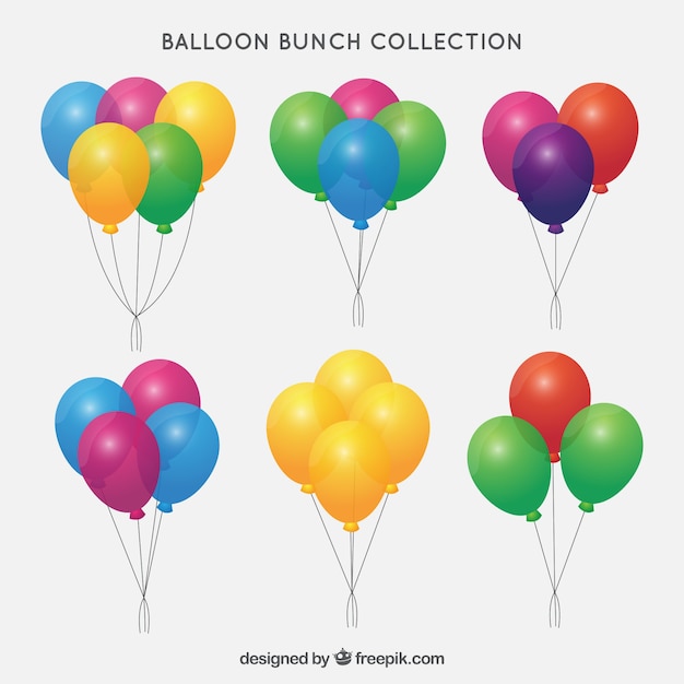 Colorful balloons bunch collection in 2d style