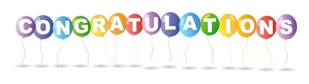 Free Vector colorful balloons and word congratulations