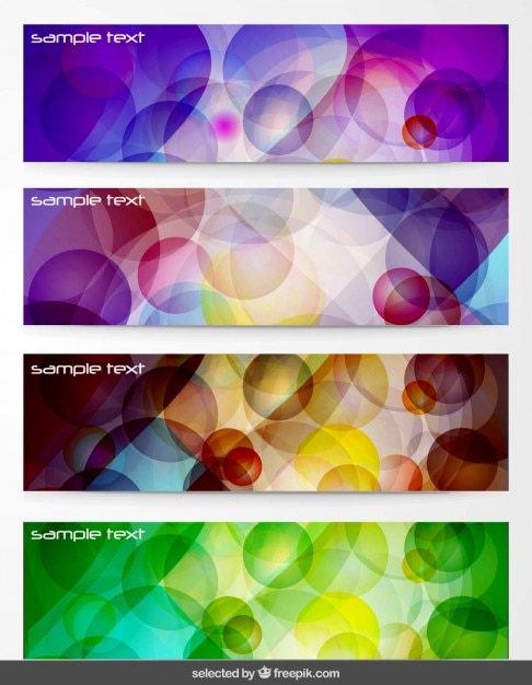 Colorful banner collection with bubbles