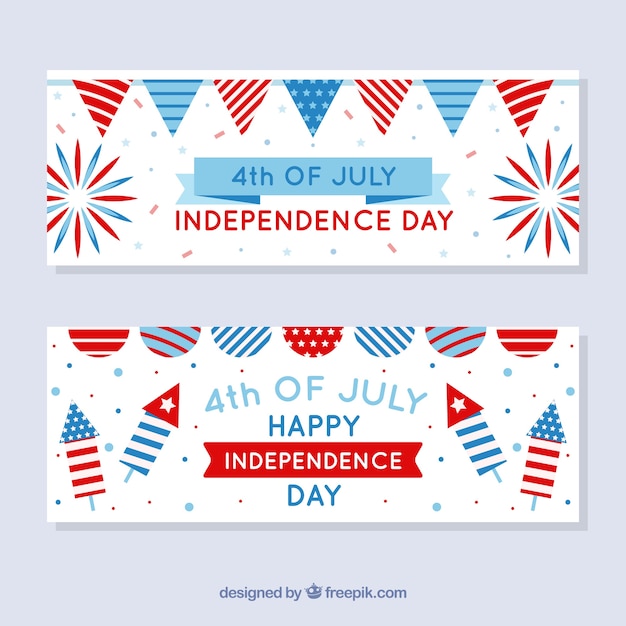 Free vector colorful banners of american independence day