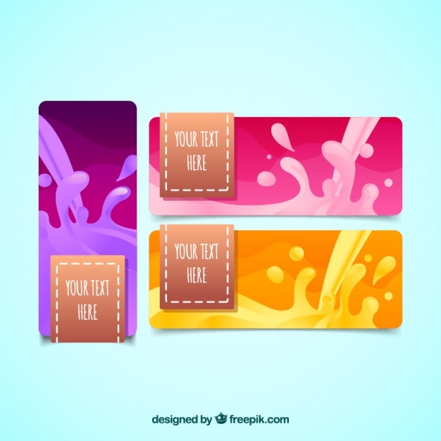 Free Vector colorful banners of milk splashes