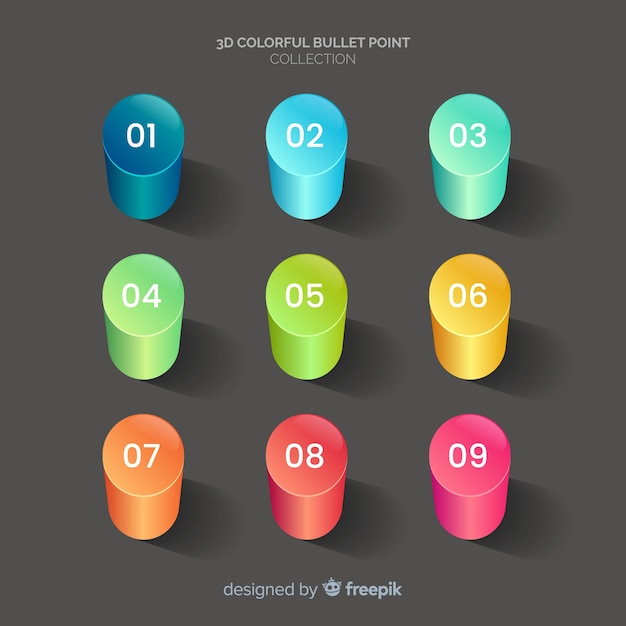 Free vector colorful bars bullet point collection